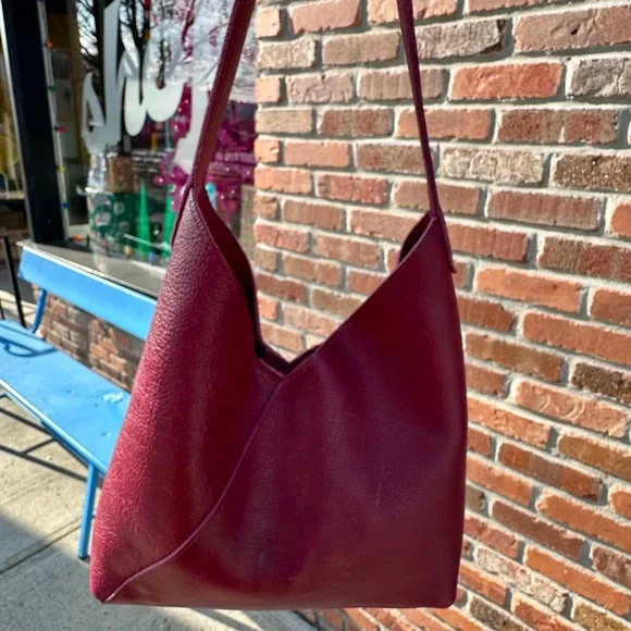 Portland Leather Deep Red Hobo Bag - Picture 2 of 10